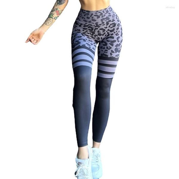 Pantalon actif FX motif léopard Patchwork Fitness Yoga collants extensible respirant sans couture taille haute hanche levage et séchage rapide NN015