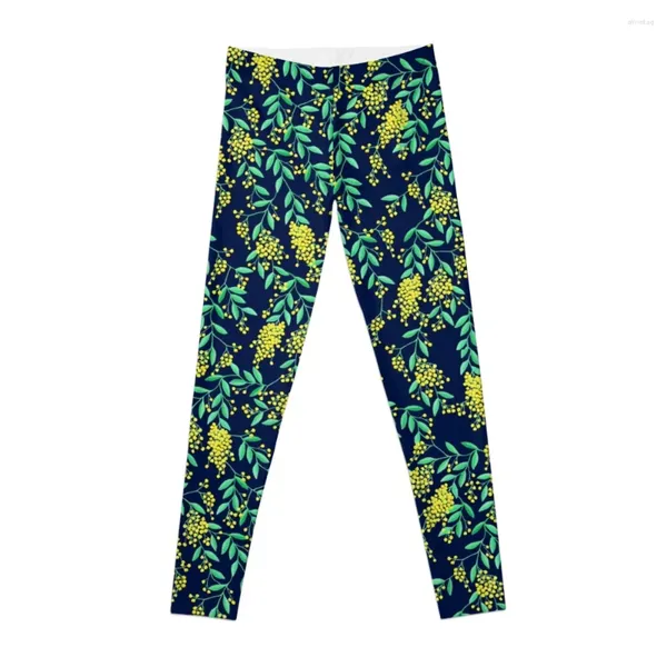 Pantalones activos Golden Wattle - Leggings de la marina Ropa de entrenamiento para mujeres Legging femenino