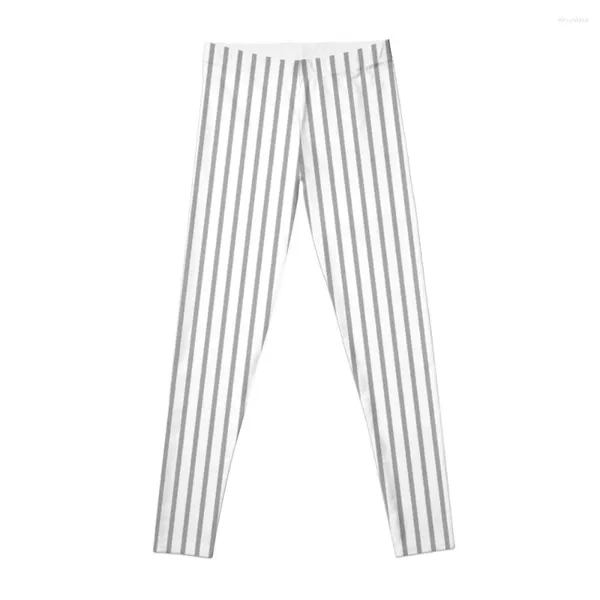 Pantalon actif gris à fines rayures sur fond blanc, Leggings de sport pour femmes, vêtements d'entraînement pour femmes, gymnastique