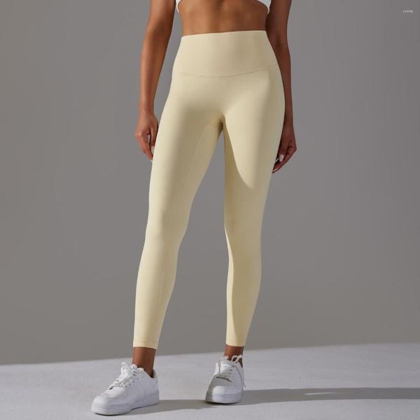 Pantalon actif Leggings de gymnastique femmes Yoga entraînement Fitness entraînement Legging Sport Femme Leggins Mujer abricot jaune Pilates vêtements XS