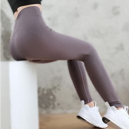 Calça ativa cintura alta fitness leggings de ginástica para mulheres sem costura Energy Tight Workout corrida roupas esportivas listradas ioga roupas de treinamento