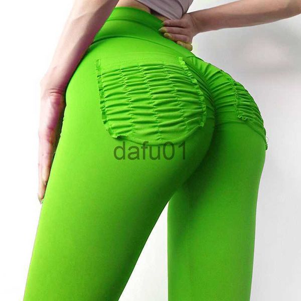 Pantalon actif Pantalon de yoga de remise en forme de levage de hanche Hot Ins Bodybuilding élastique taille haute ventre serré entraînement pêche jambières d'exercices vêtements de sport femmes x0912