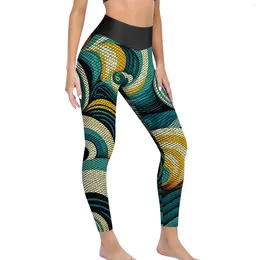 Actieve broek Hippie Wave legging Abstract Retro jaren '70 Hoge taille Yoga Vintage Stretch Dames Aangepaste training Sportlegging