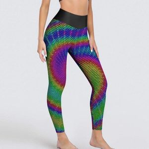 Pantalones activos Hippy Leggings Retro 70s Tie Dye Workout Yoga Push Up Elástico Medias deportivas Mujer Vintage Leggins
