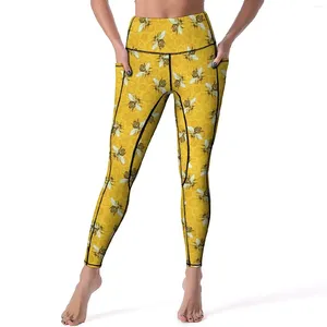 Pantalon actif Leggings abeilles miel mignon nid d'abeille taille haute Yoga nouveauté Legging extensible dame graphique travail Sport