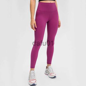 Active Pants L-28B Couleur unie Sensation nue Pantalon de yoga Taille haute Tenue de sport Femmes Leggings élastiques en plein air Collants de fitness avec ceinture x0912