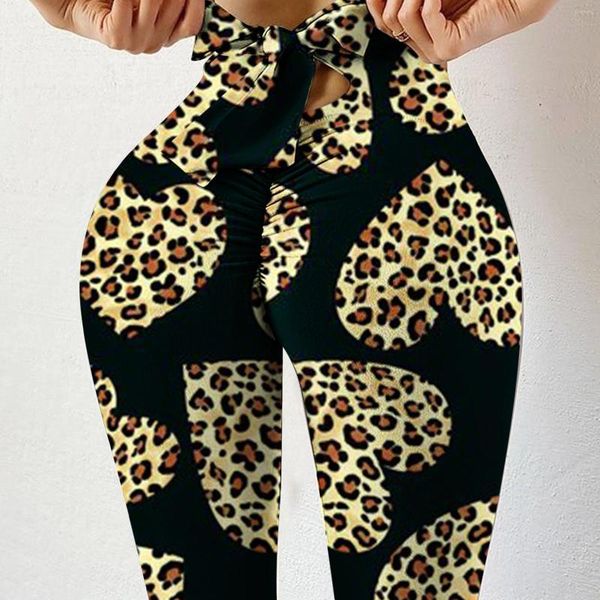 Pantalones activos leopardo arco mallas sin costuras mujeres Push Up estampado cintura alta estiramiento Strethcy Fitness pantalón entrenamiento deporte Legging