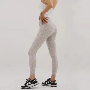 Pantalones activos con estampado de leopardo para mujer, mallas LuLulogoYoga, pantalón de tiro alto, ropa de deporte y entrenamiento ajustada para verano