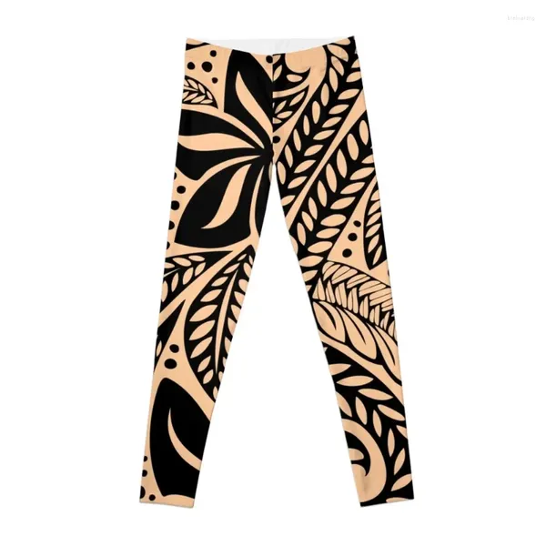 Pantalon actif peau claire colorée rétro hawaïenne polynésienne tribale florale tatouage design des leggings push up fitness femme