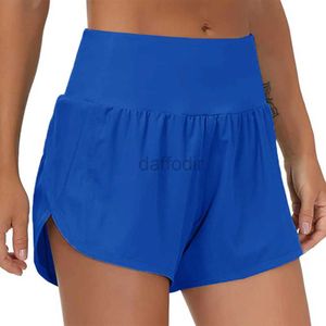 Actieve broek lu-18 Sneldrogend Sport Hotty Hot Shorts Dames Casual Fitness Nep Tweedelige lichtdichte gevoerde yogalegging Hardlopen Bikerbroek 240308