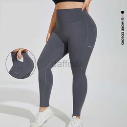 Pantalon actif LU grande taille sport poche Fitness Legging course hanche femme taille haute élastique serré Yoga pantalon 240308