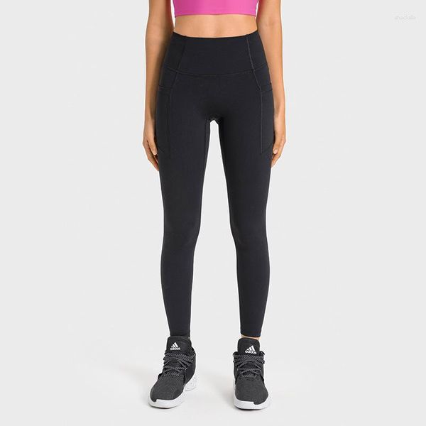 Pantalones activos Lu con Logo, mallas cálidas de lana negra para mujer, mallas deportivas para gimnasio para mujer, ropa de Yoga de cintura alta con efecto Push Up