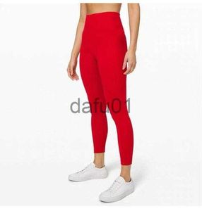 Pantalon actif Lulus Lycra Tissu Couleur unie Femmes Pantalons de yoga Taille haute Sports Gym Wear Leggings Élastique Fitness Lady Globalement Collants complets Taille d'entraînement XS-XL x0912