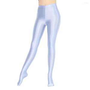 Pantalon actif personnel masqué Sexy serré taille haute huile brillant collants Satin couture au dos Yoga collants quotidiens