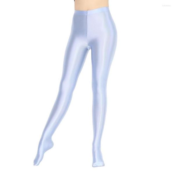 Pantalon actif personnel masqué Sexy serré taille haute huile brillant collants Satin couture au dos Yoga collants quotidiens