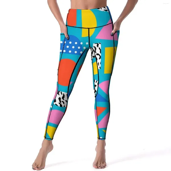 Pantalon actif Memphis rétro leggings géométrique motif coloré