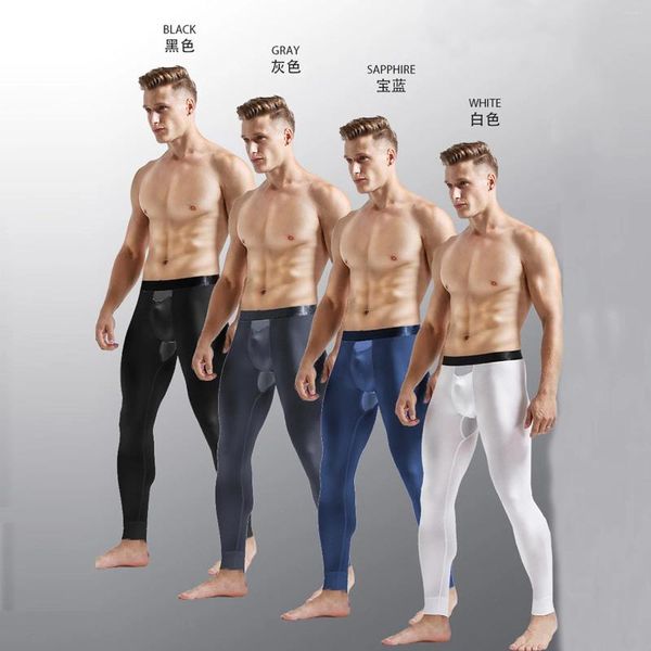 Pantalones activos para hombre, ropa interior térmica, moda para hombre, bolsa para pene larga y Sexy, mallas cálidas para hombre 2023