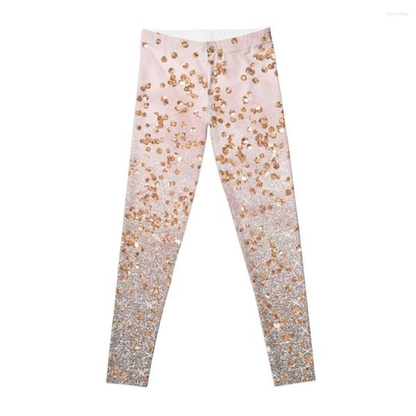 Active Pants Mixed Rose Gold Glitter Gradients Leggings Gym Yoga Wear Dames Golf