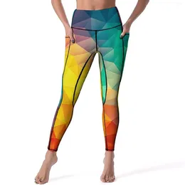 Pantalon actif Multi géométrie abstraite Yoga femmes Cubizm peinture Leggings taille haute Vintage Legging extensible personnalisé salle de sport