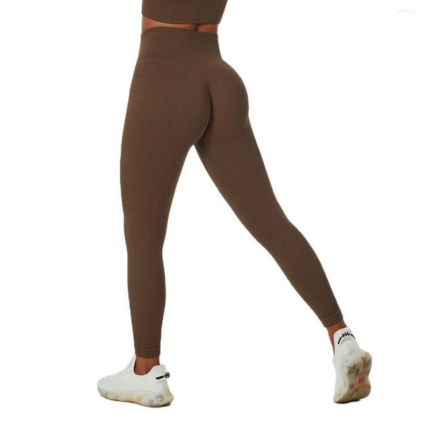Pantalon actif NCLAGEN Leggings de gymnastique sans couture Push Up taille haute femmes vêtements marron Yoga entraînement Sport Fitness course collants d'entraînement