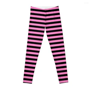 Pantalon actif néon rose et noir |Stripes Halloween Tenging Leggings Femme à ajustement serré Leggins Push Up Womens