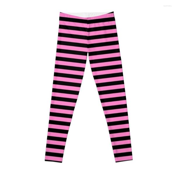 Pantalón Activo Rosa Neón Y Negro | Rayas Traje de Halloween Leggings Mujer Deporte Deportes Yoga Pantalones?