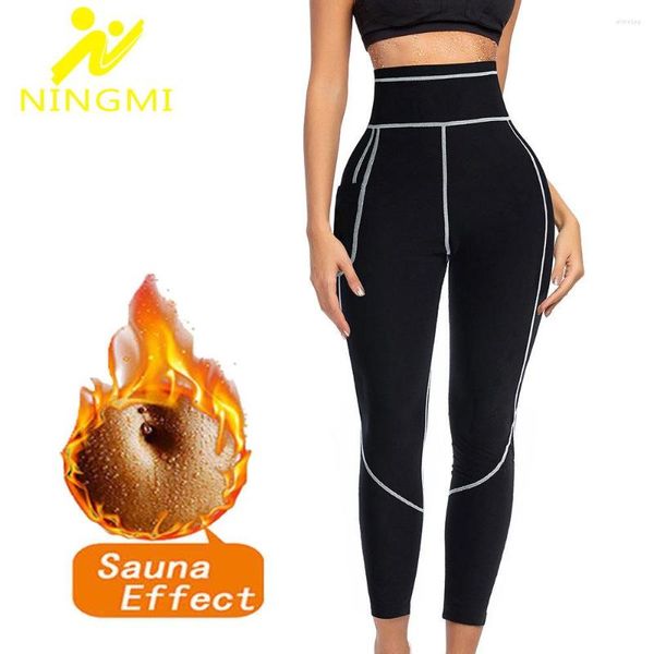 Pantalon actif NINGMI femmes Sauna Leggings taille haute pantalon de perte de poids ventre Tuck Compression minceur entraînement corps Shaper Sport