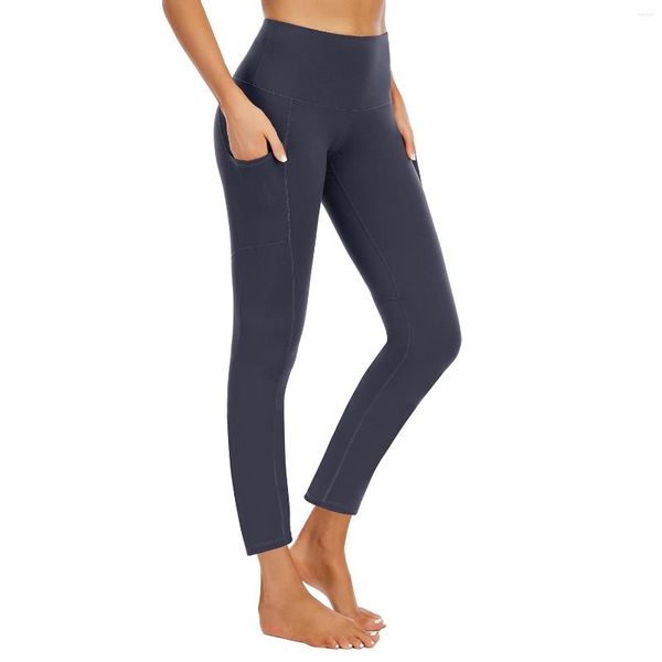 Pantalon actif Sensation nue Yoga doux pour la peau Taille haute Stretch Coupe ajustée CinchedExercise Workout Pantalon transfrontalier pour femme