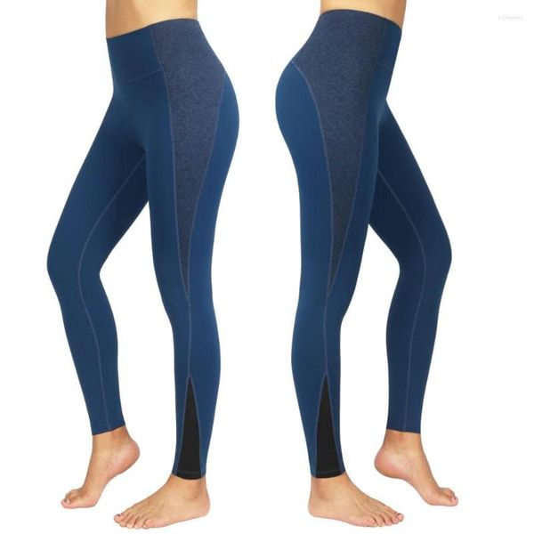 Pantalones activos Ocean Blue Fitness Cintura alta Yoga Leggings con bolsillo elásticos Control de barriga Estiramiento en 4 direcciones Vestido diario Ejercicio Culturista