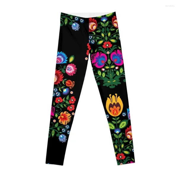 Pantalon actif One More.... Composition folklorique avec fleurs Leggings pantalons vêtements de sport vêtements pour femmes femmes