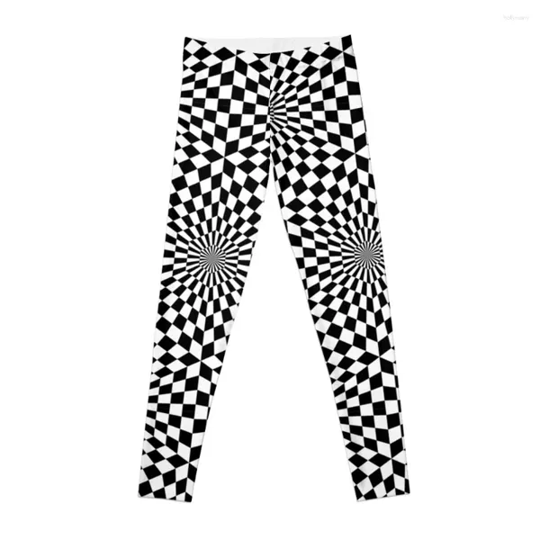 Pantalon actif Op Art motif géométrique hypnotique imprimé noir et blanc Leggings sport femme