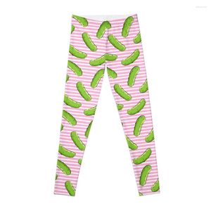 Pantalons actifs Pickles - Pickle on Pink Stripes Leggings Legging Women Gym For Girls