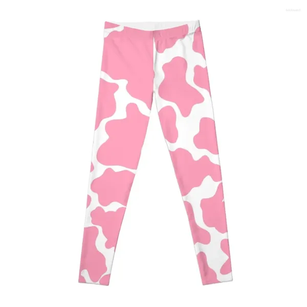 Pantalones activos Leggings con estampado de vaca rosa y blanco Ropa deportiva para mujer Push Up para mujer