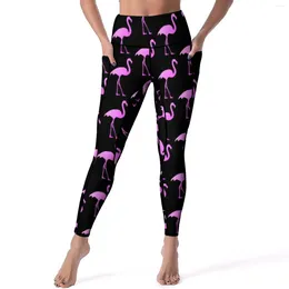 Pantalon actif flamants rose leggings d'oiseau de conception animale de design animal yoga haute taille œuvre de legging