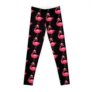 Pantalones activos Pink Flamingo Christmas Leggings Leggings para fitness Pantalones deportivos para correr para mujer