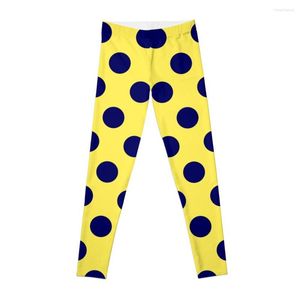 Active Pants Polka Dot Pattern In marineblauwe en gele legging dames damespanty's