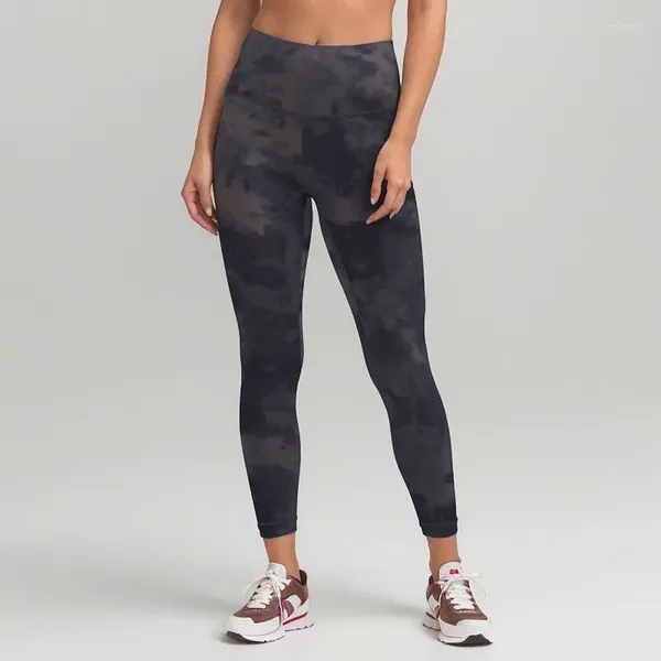 Pantalon actif Promotion femmes cravate teint Yoga Nylon imprimé sport Fitness hanche ascenseur taille haute Lu U Logo personnalisé