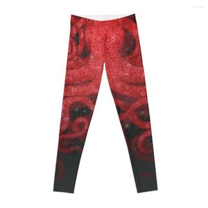 Pantalones Activos Leggings Pulpo Rojo Entrenamiento Gimnasio Legging Mujer