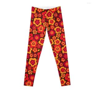 Active Pants Retro Vintage Orange Poppies Leggings Gym For Women Sports Womens