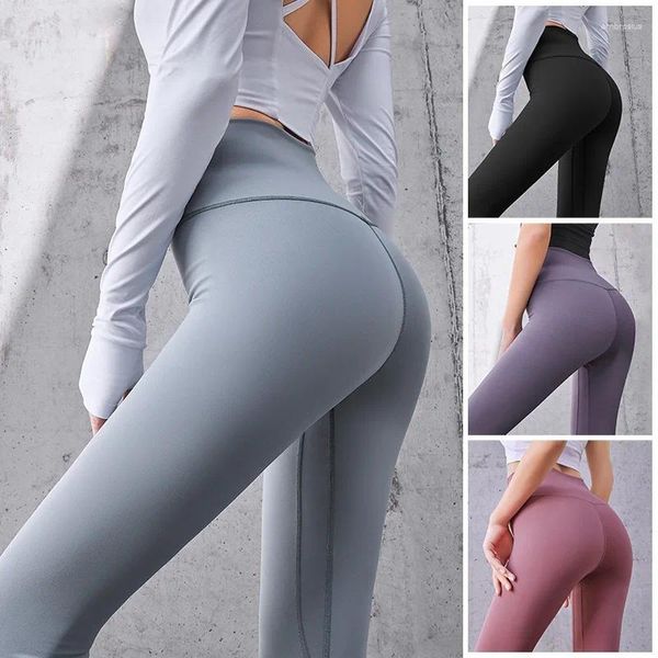 Pantalon actif sans couture, Long, séchage rapide, Yoga, Fitness, sport, ajusté, taille haute, couleur chair, course, levage des fesses, pour femmes