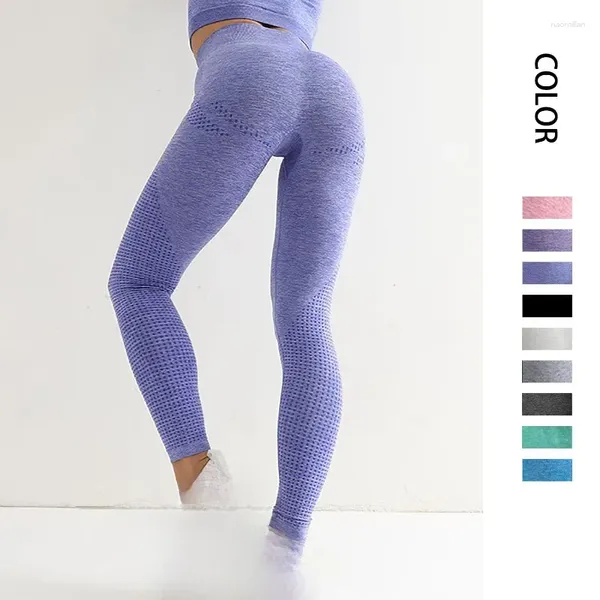 Pantalones activos Leggings deportivos sin costuras para mujeres Runny de yoga de lifio de cadera de cintura de cintura