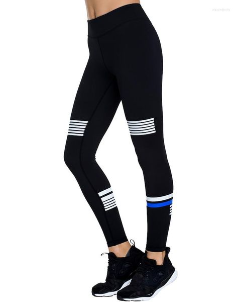 Pantalon actif Entraînement sexy Sports pour femmes Yoga Stripe Leggings Élastique Gym Fitness Workout Running Collants