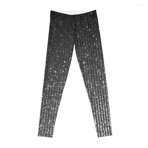 Pantalones activos Tono plateado Brillo Destellos Textura Pografía Polainas Deporte Legging Camisas deportivas Gimnasio Pantalones cortos de entrenamiento para mujer