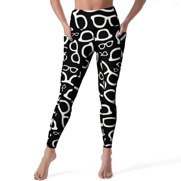 Pantalon actif verres intelligents yoga femmes blancs et noirs