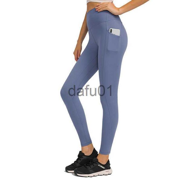 Pantalon actif doux cireux peau amicale pantalon de yoga poche latérale mince fitness course sport vêtements de sport femmes leggings pleine longueur pantalon serré x0912