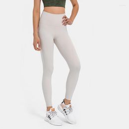 Pantalon actif couleur unie femmes Sport pantalon collants doux taille haute Yoga Legging poche latérale Gym Fintess pantalon d'entraînement complet