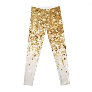 Active Pants Sparkling Gold Glitter Glam #2 (Faux Glitter) #shiny #decor #art Leggings Gym Wear Women Training