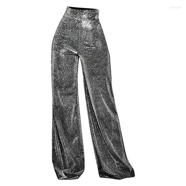 Pantalon actif scintillant pour femmes, jambes larges à paillettes, fermeture éclair au dos, ample, évasé, bas de cloche, sortie nocturne