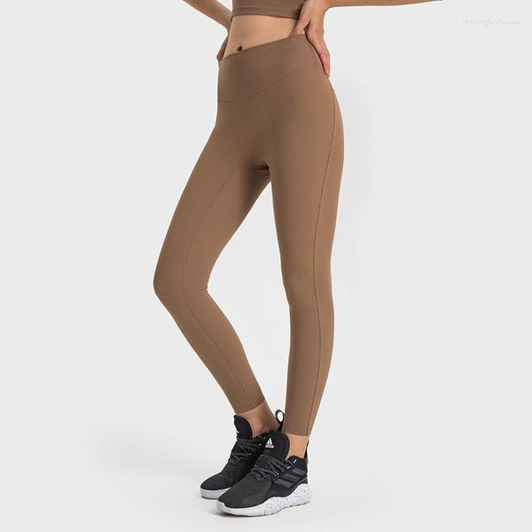 Pantalones activos SPR Cordón acanalado Alto orden Desnudo Sentido Formando Leggings deportivos Mujer sin línea T Anti Oll Edge Adelgazante Yoga delgado