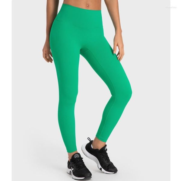 Pantalon actif printemps été pas de ligne T doux pour la peau femmes nues Yoga taille haute pousser les hanches serré élastique Fitness façonnage Leggings